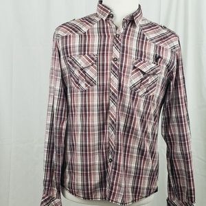 100% Cotton Long Sleeve Plaid dress shirt